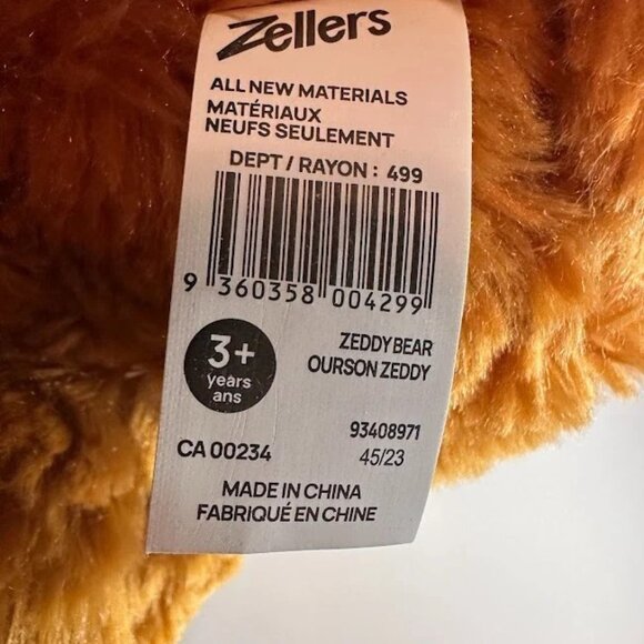 Zeddy Zeller’s Department Store Plush Mascot Teddy Bear 16” Tall NWT - Picture 2 of 4